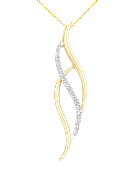 Mogul 9ct Yellow and White Gold Twist Diamond Pendant, Yellow
