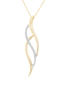 Mogul 9ct Yellow and White Gold Twist Diamond Pendant - view 2, Yellow