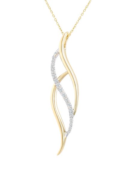 Mogul 9ct Yellow and White Gold Twist Diamond Pendant - view 2, Yellow