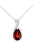 Mogul 9ct White Gold Garnet Diamond Pendant