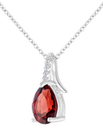 Mogul 9ct White Gold Garnet Diamond Pendant