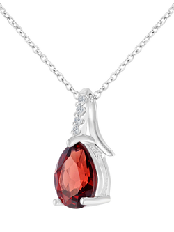 Mogul 9ct White Gold Garnet Diamond Pendant - view 2, Red