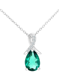 Mogul 9ct White Gold Pear Emerald Diamond Pendant