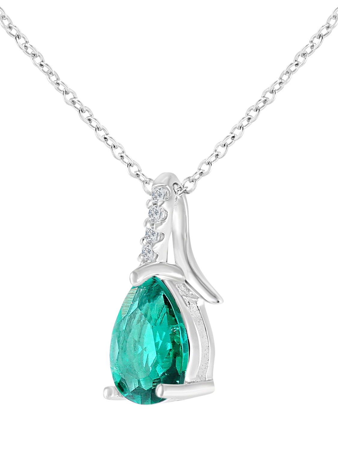 Product image 2 of 4, which shows Mogul 9ct White Gold Pear Emerald Diamond Pendant