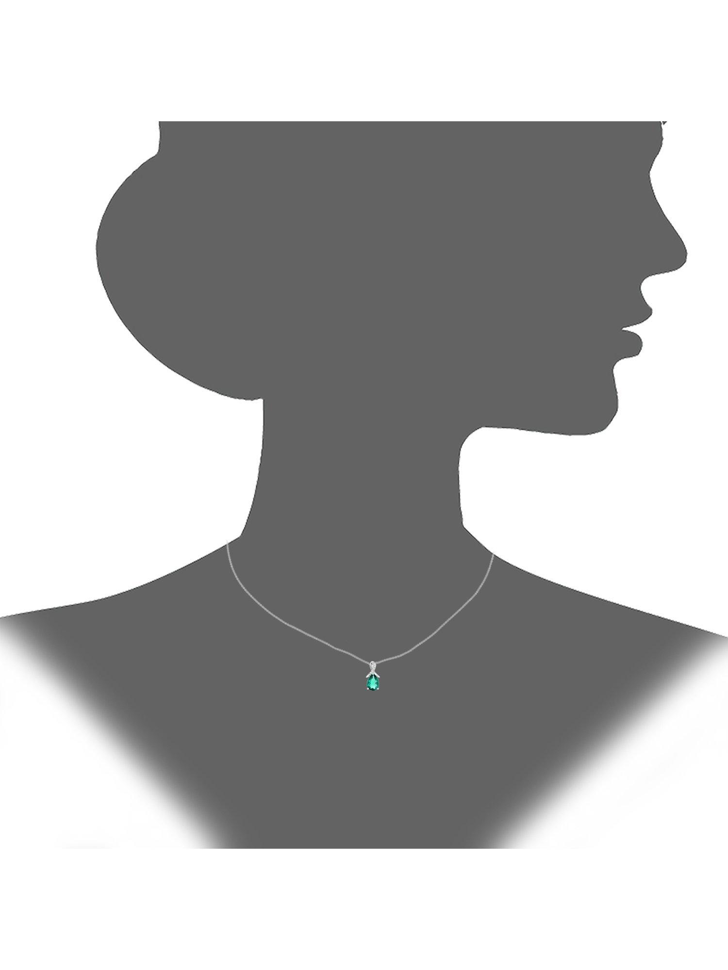 Product image 3 of 4, which shows Mogul 9ct White Gold Pear Emerald Diamond Pendant