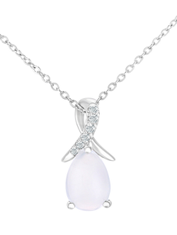 Mogul 9ct White Gold Opal Diamond Pendant, Cream