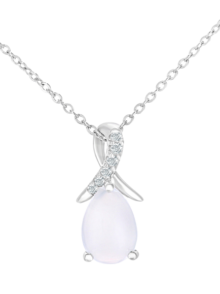 Mogul 9ct White Gold Opal Diamond Pendant, Cream