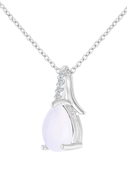 Mogul 9ct White Gold Opal Diamond Pendant - view 2, Cream