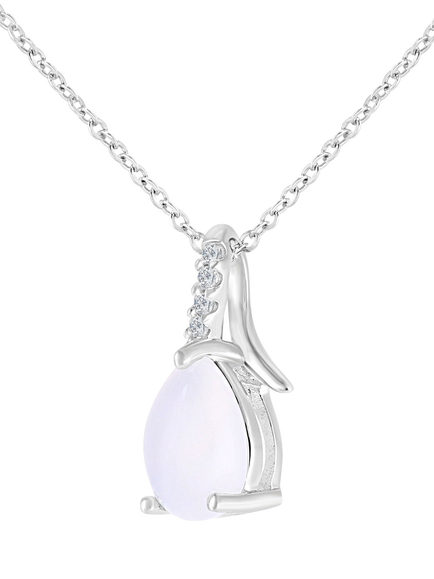 Mogul 9ct White Gold Opal Diamond Pendant - view 2, Cream
