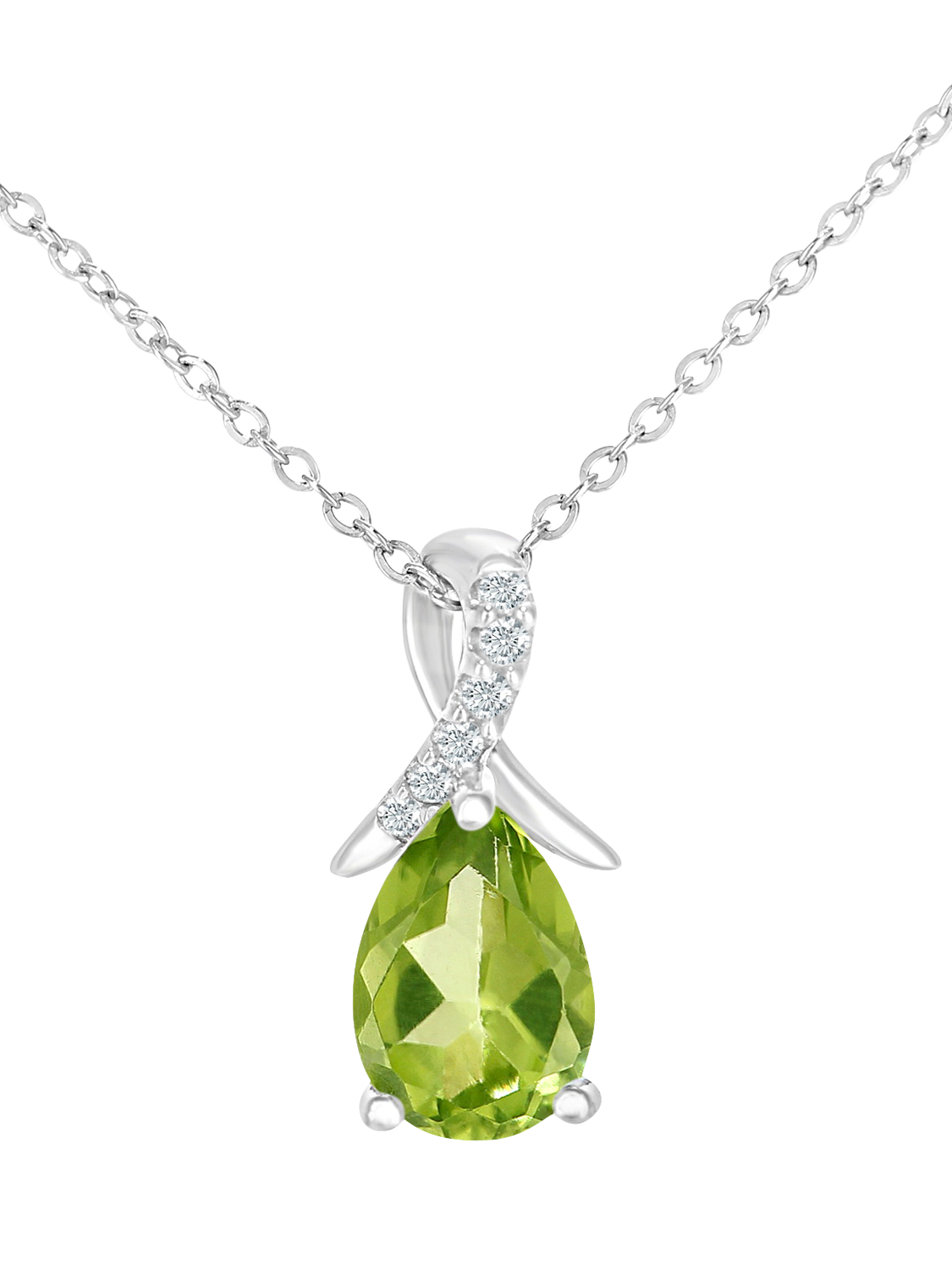 Mogul 9ct White Gold Peridot and Diamond Pendant