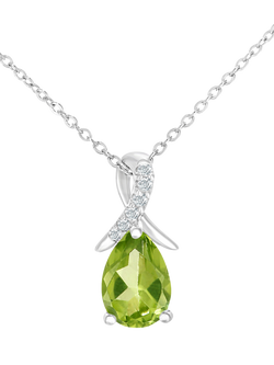 Mogul 9ct White Gold Peridot and Diamond Pendant, Green