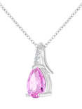 Mogul 9ct White Gold Pear Sapphire Diamond Pendant