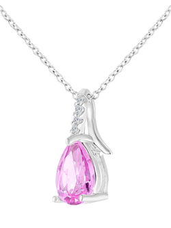 Mogul 9ct White Gold Pear Sapphire Diamond Pendant - view 2, Pink