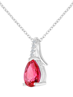 Mogul 9ct White Gold Pear Ruby and Diamond Pendant - view 2, Red