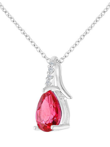 Mogul 9ct White Gold Pear Ruby and Diamond Pendant - view 2, Red