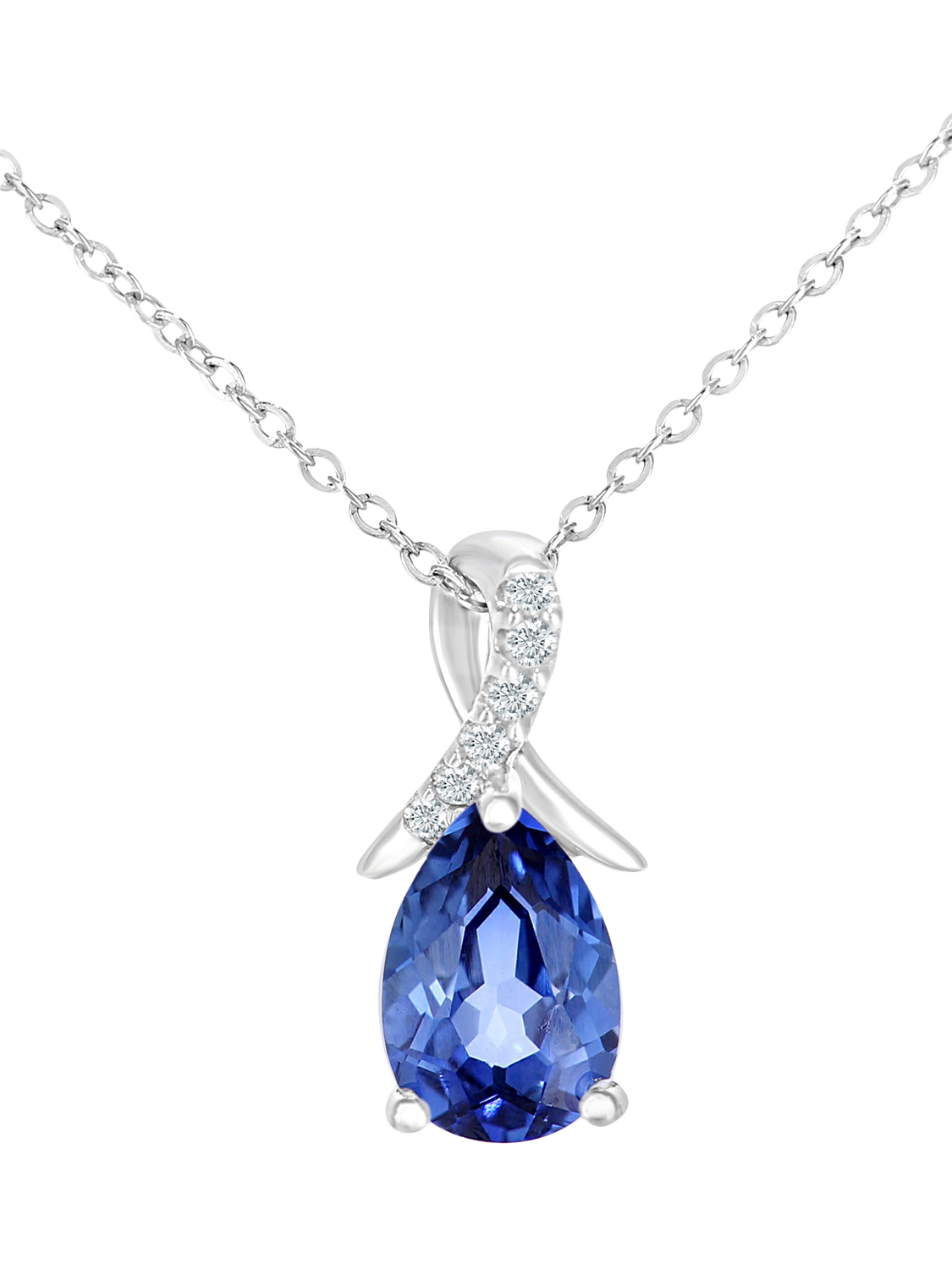 Product image 1 of 4, which shows Mogul 9ct White Gold Tanzanite Diamond Pendant