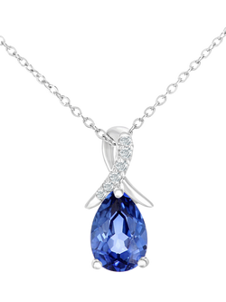 Mogul 9ct White Gold Tanzanite Diamond Pendant, Violet
