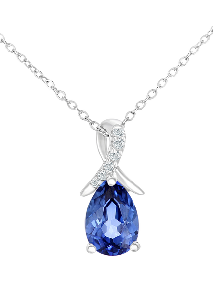 Mogul 9ct White Gold Tanzanite Diamond Pendant, Violet