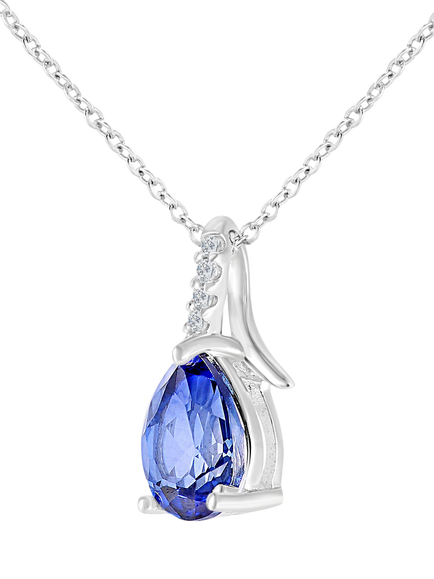 Mogul 9ct White Gold Tanzanite Diamond Pendant - view 2, Violet