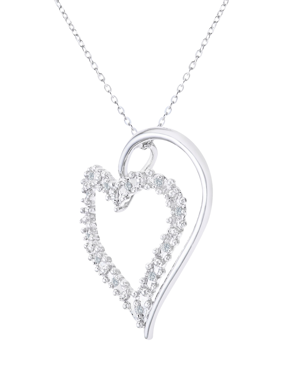 Product image 2 of 4, which shows Mogul 9ct White Gold Open Heart Diamond Pendant