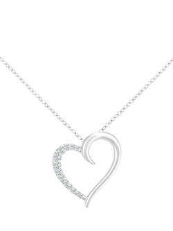 Mogul 9ct White Gold Pavé Diamond Heart Pendant, White