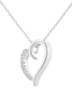 Mogul 9ct White Gold Pavé Diamond Heart Pendant - view 2, White