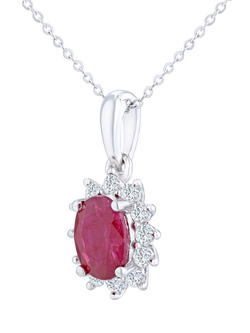 Mogul 9ct White Gold Ruby and Diamond Pendant - view 2, Red