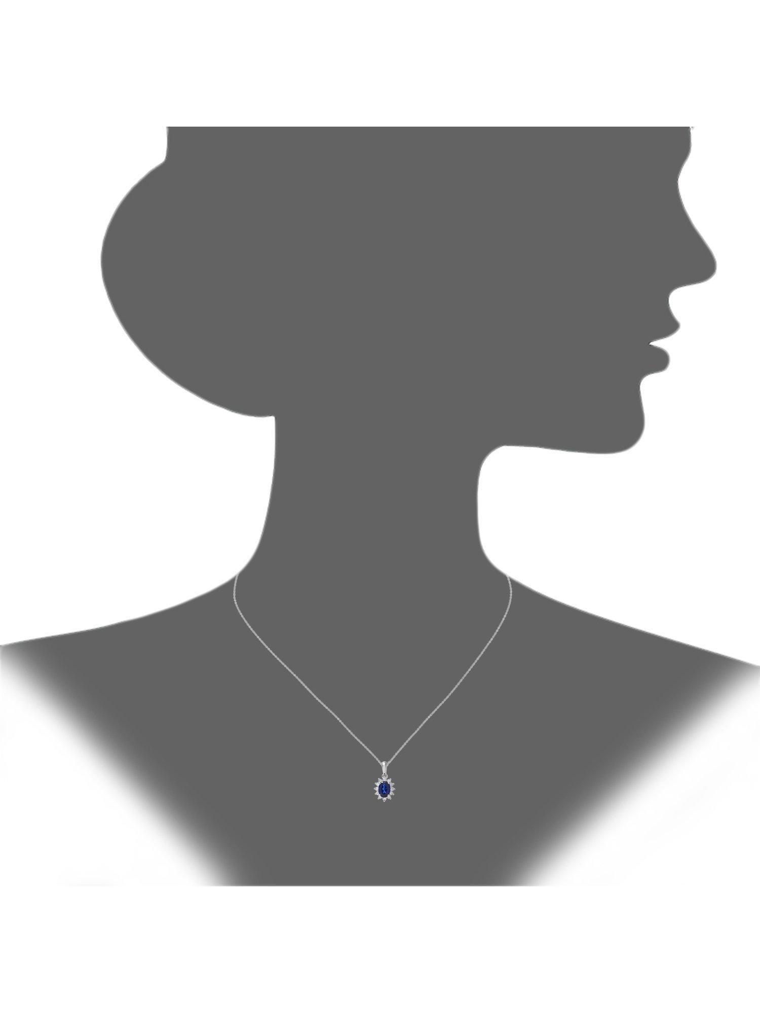 Product image 3 of 4, which shows Mogul 9ct White Gold Oval Sapphire Diamond Pendant
