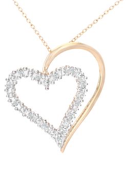 Mogul 9ct Yellow Gold Diamond Heart Pendant, Yellow