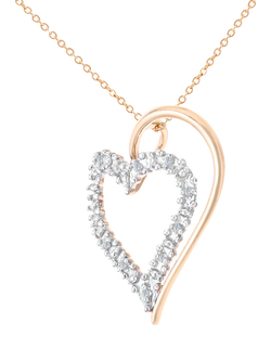 Mogul 9ct Yellow Gold Diamond Heart Pendant - view 2, Yellow
