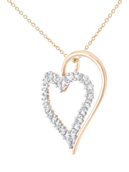 Mogul 9ct Yellow Gold Diamond Heart Pendant - view 2, Yellow