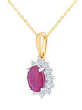 Mogul 9ct Yellow Gold Ruby and Diamond Pendant