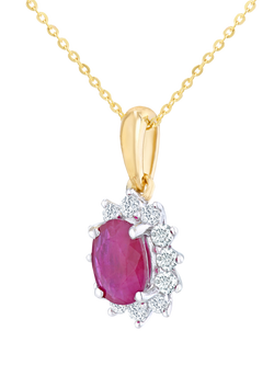Mogul 9ct Yellow Gold Ruby and Diamond Pendant - view 2, Red