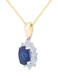 Mogul 9ct Yellow Gold Oval Sapphire and Diamond Pendant