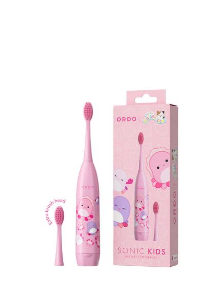 Ordo Squishmallows Auggie Sonic Kids Battery Toothbrush, Pink, Pink