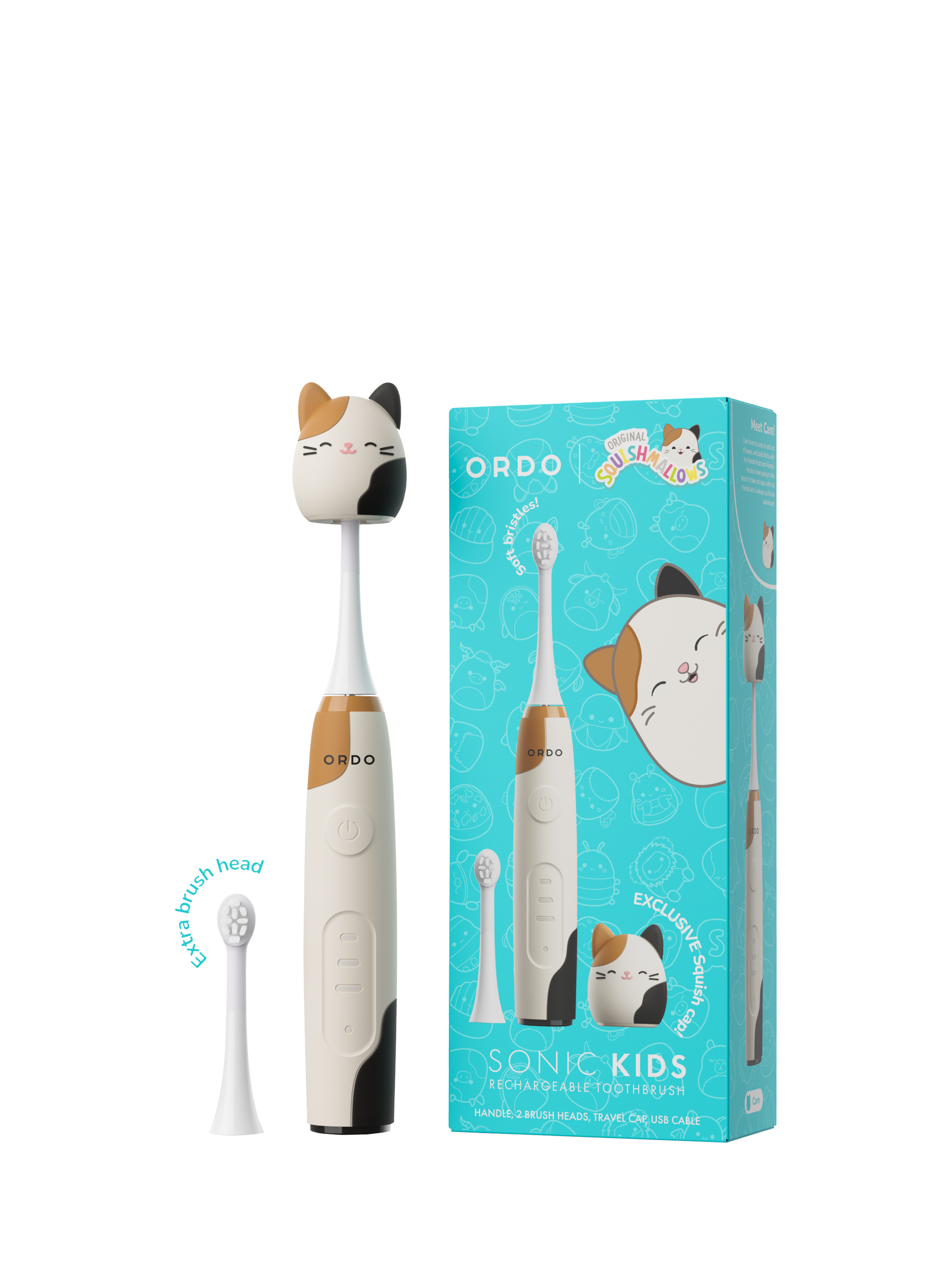 Product image 1 of 8, which shows Ordo Squishmallows Cam Sonic Kids Toothbrush, White Multi