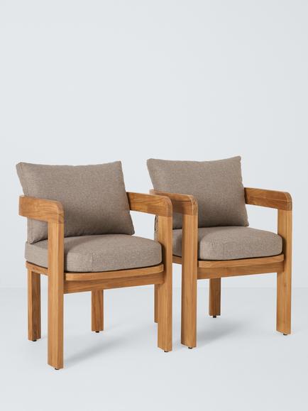 John Lewis Terra Teak Wood Garden Dining Chairs, Set of 2, Teak