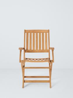 John Lewis Classic Teak Wood Folding Garden Dining Armchairs, Set of 2, Natural - view 2, Teak