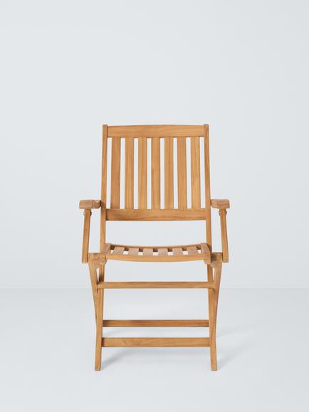 John Lewis Classic Teak Wood Folding Garden Dining Armchairs, Set of 2, Natural - view 2, Teak