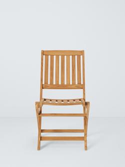 John Lewis Classic Teak Wood Folding Garden Dining Chairs, Set of 2, Natural - view 2, Teak