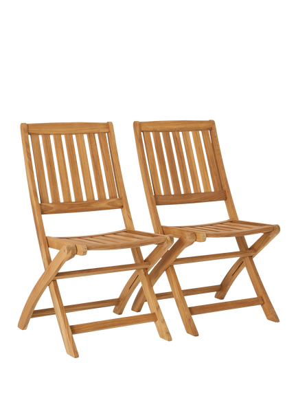 John Lewis Classic Teak Wood Folding Garden Dining Chairs, Set of 2, Natural - view 2, Teak