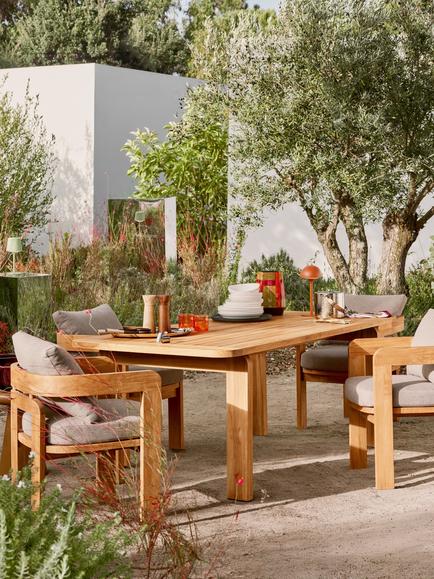 John Lewis Terra Teak Wood Rectangular Garden Dining Table, 201cm - view 2, Teak