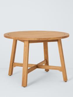 John Lewis Farmhouse Teak Wood Round Garden Dining Table, 110cm, Natural, Teak