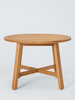 John Lewis Farmhouse Teak Wood Round Garden Dining Table, 110cm, Natural - view 2, Teak