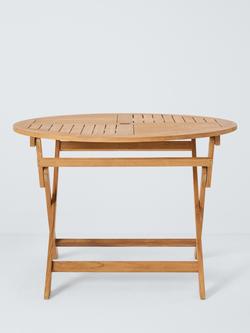 John Lewis Classic Teak Wood Folding Round Garden Dining Table, 110cm, Natural - view 2, Teak