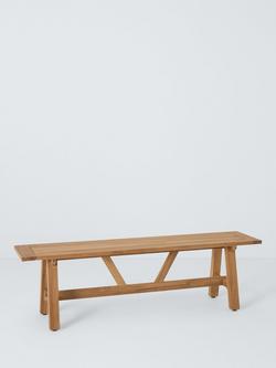John Lewis Farmhouse Teak Wood 2-Seater Garden Dining Bench, Natural, Teak