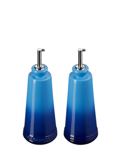 Le Creuset Stoneware Oil & Vinegar Bottles, Set of 2, 330ml - view 2, Azure