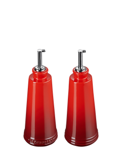 Le Creuset Stoneware Oil & Vinegar Bottles, Set of 2, 330ml - view 2, Cerise