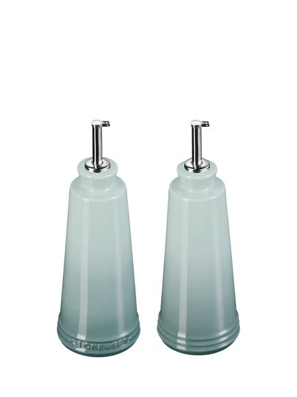 Le Creuset Stoneware Oil & Vinegar Bottles, Set of 2, 330ml - view 2, Sea Salt