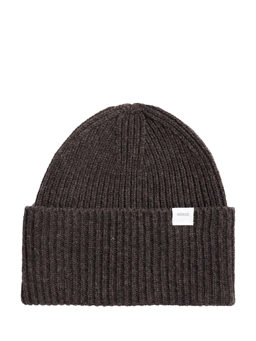 Norse Projects Lambswool Beanie Hat, Heathland Brown